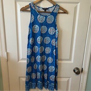Hatley Blue and White Patterned Midi Dress women’s size small